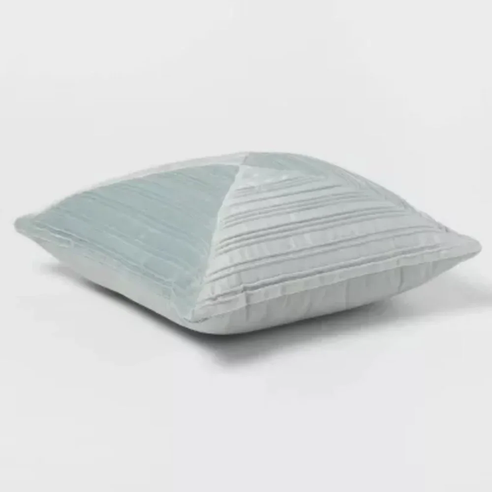 Threshold Luxe Square Velvet‎ Pleated Decorative Pillow Light Teal 18